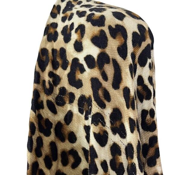 Chicos Womens Ruana Fusion Leopard Print Poncho Jacket Open Draped Top One Size - Picture 7 of 14